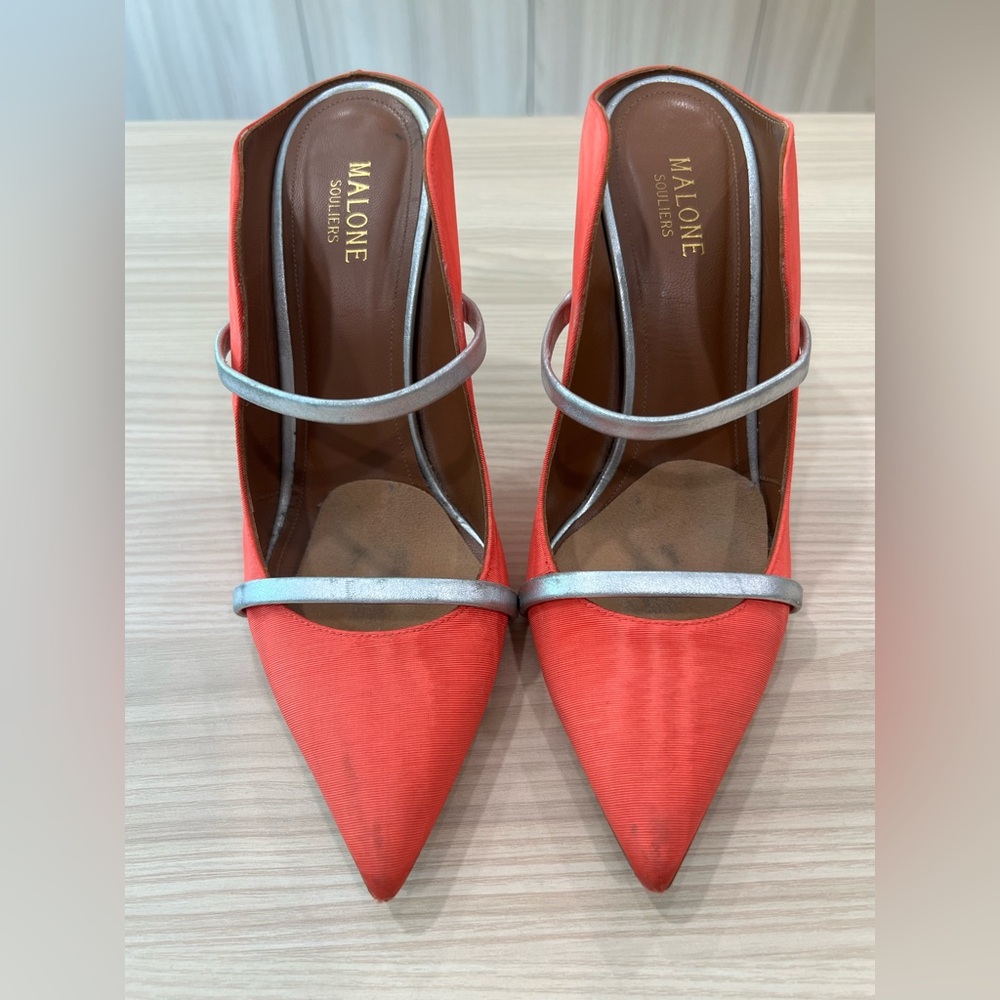 Malone Souliers Scarlet and Metallic Heels
